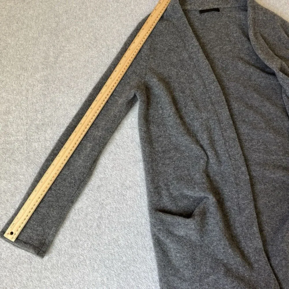 Jenni Kayne Cardigan Sweater Women Medium Tall Gray Lightweight Merino Wool Long